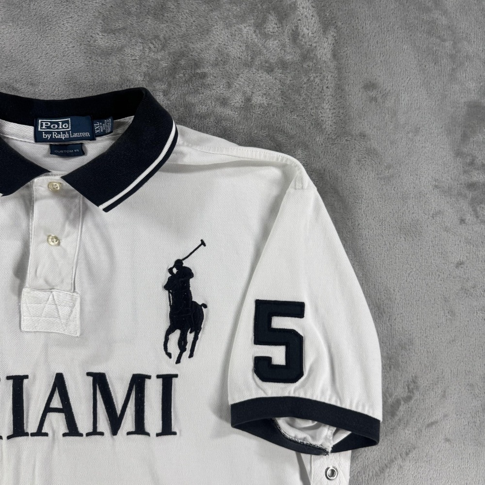 Polo Ralph Lauren Polo Shirt Mens 2XL White Miami Big Pony 5 Logo Cheif Keef - Picture 3 of 15